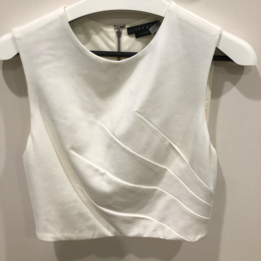 Alice + Olivia white crop top size 8